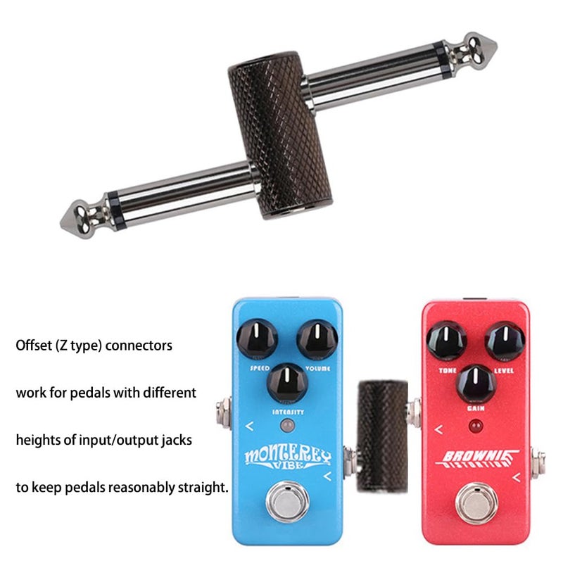 Rayzm Guitar Pedal Patch Connector, 6.35mm (1/4") Effect Couplers, Male to Male Offset Plug Adaptor for Pedal-Board Instead of Patch Cable, Pack of 3 - Image 3